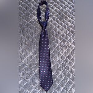 The Men’s Store at Bloomingdale’s Navy Silk Tie – Red & White Micro Pattern SALE